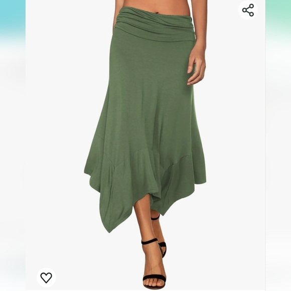 Flowy Handkerchief Hemline skirt- size Lg grass green NWOT - Picture 3 of 6